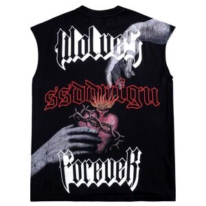 Darc Sport NUESTRO CORAZON Premium Muscle Tee Black Men Graphic Sleeveless Small